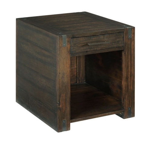 Casual Rectangular End Table with Drawer and Shelf