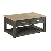 Casual Two Tone Small 38 Inch Rectangular Coffee Table