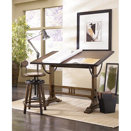 | Oak Table Home Architect Wayside Desk & Mattress Studio 166-940 | Hammary Desk Furniture Mission Desks Weathered -