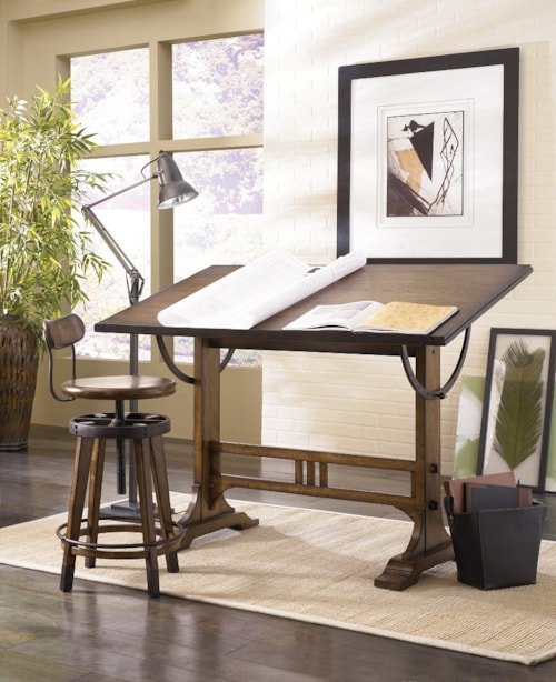 Mission Weathered Oak Architect Desk