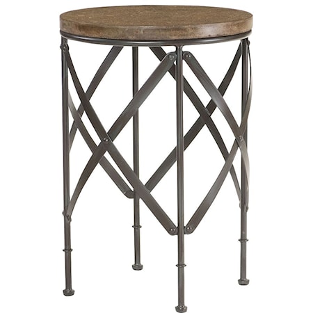 Transitional Round Metal Table with Concrete Top