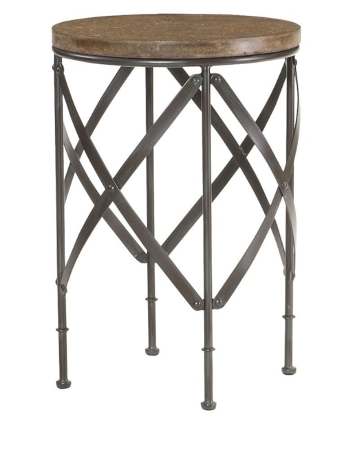 Transitional Round Metal Table with Concrete Top