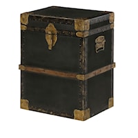 Travel Trunk End Table with Metal and Leather Accessories