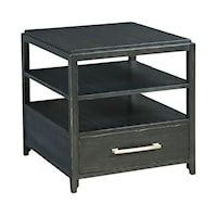 Transitional Rectangular Drawer End Table with Open Shelving