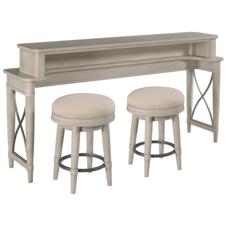 Counter Console with Two Stools