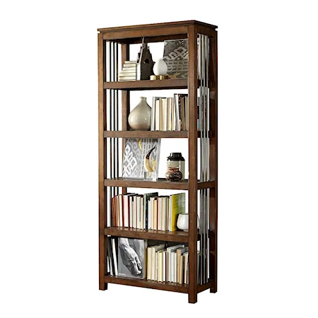 Five-Shelf Bookcase with Metal Side Accent Rods