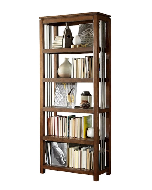 Five-Shelf Bookcase with Metal Side Accent Rods