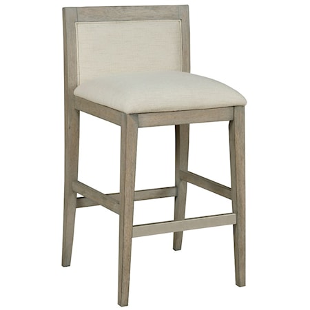 Transitional Barstool with Upholstered Low Back