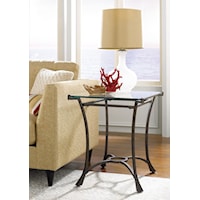 Contemporary Metal Rectangular End Table with Glass Top