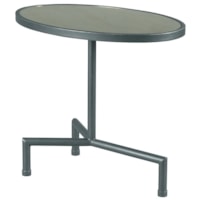 Oval Chairside Table with Antique Mirror Top