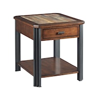 Rustic-Industrial Rectangular 1 Drawer End Table