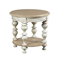 Round End Table with Turned Legs