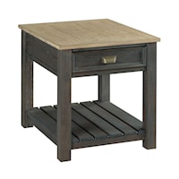 Casual Two Tone Rectangular Drawer End Table