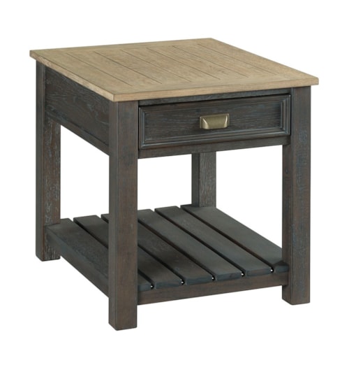 Casual Two Tone Rectangular Drawer End Table