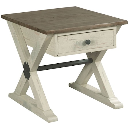 Trestle Drawer End Table