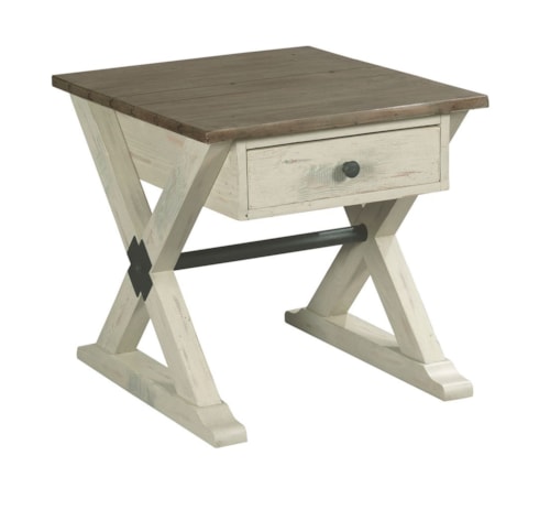 Trestle Drawer End Table