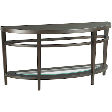 Transitional Sofa Table with Glass Insert Shelf