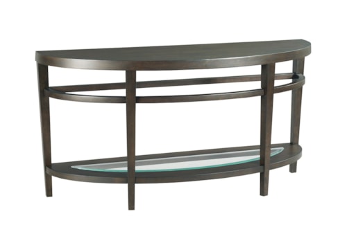Transitional Sofa Table with Glass Insert Shelf