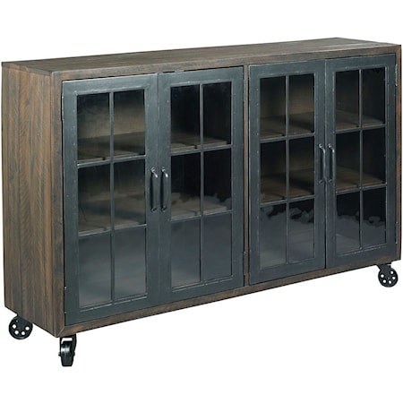 Rustic Trolley Door Cabinet with Wire Management
