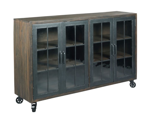 Rustic Trolley Door Cabinet with Wire Management