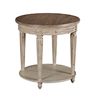 Round End Table with Distressed Finish