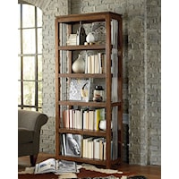 Five-Shelf Bookcase with Metal Side Accent Rods