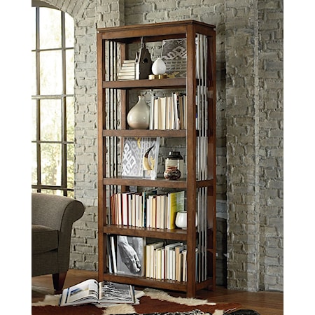 Five-Shelf Bookcase with Metal Side Accent Rods