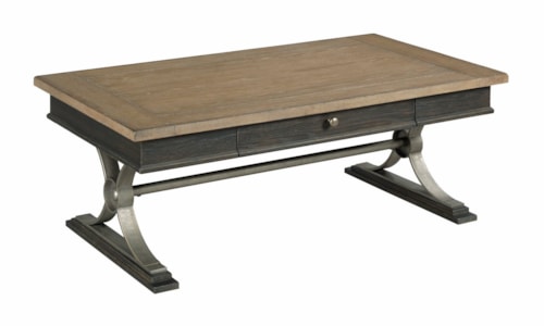 Transitional Rectangular Coffee Table with Trestle Base