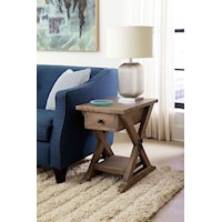 Farmhouse Chairside Table with Display Shelf