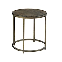 Round End Table with Antique Brass Base