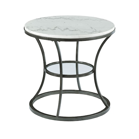 Marble Top Round End Table