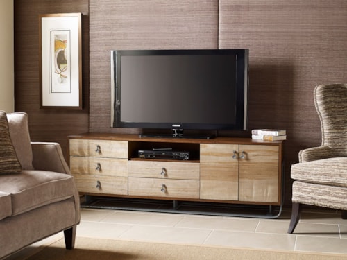 Contemporary Panorama TV Console with Electrical Outlets