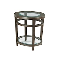 Transitional Oval End Table with Glass Top Insert