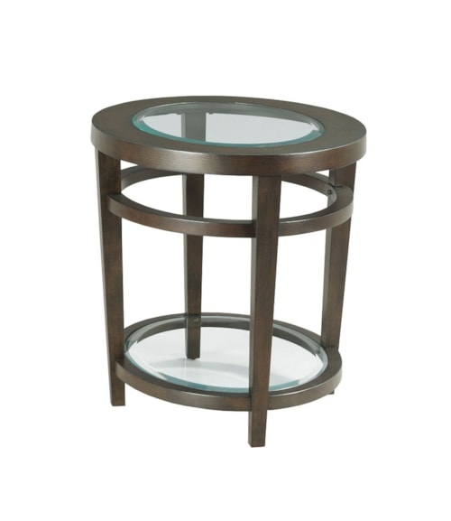 Transitional Oval End Table with Glass Top Insert