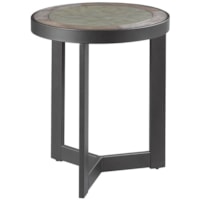 Industrial Round End Table with Concrete Inset