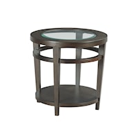 Transitional Round End Table with Glass Top Insert