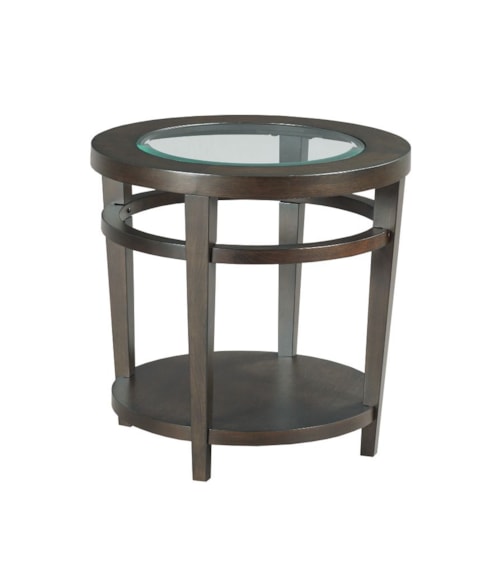 Transitional Round End Table with Glass Top Insert