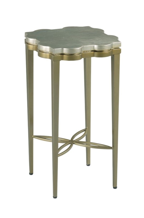 Glam Metal Accent Table with Silver Leaf Top