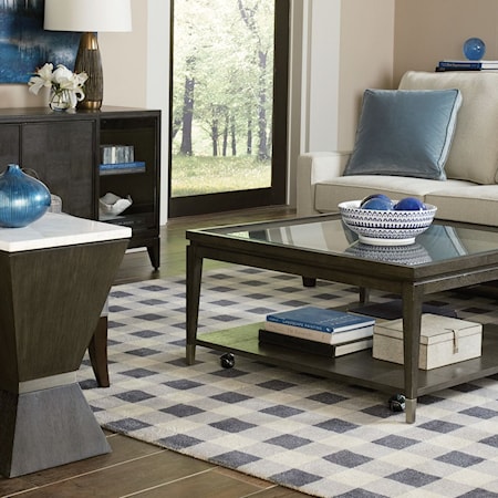 Transitional Square Coffee Table with Removable Casters