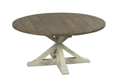 Farmhouse Style Trestle Round Cocktail Table