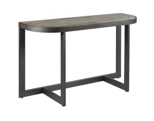 Industrial Sofa Table with Concrete Inset