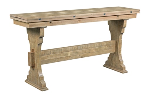 Rustic Trestle Flip Top Table with Distressed Finish