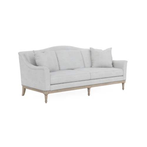 Traditional Flax Sofa with Nailhead Trim