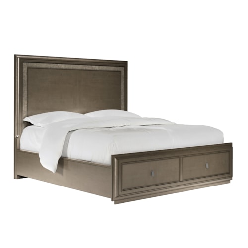 Transitional Queen Bed with Footboard Storage