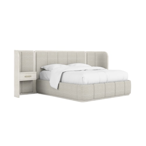 Contemporary Queen Upholstered Panel Bed with Nightstand Set