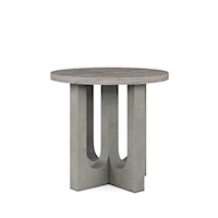 Round End Table with Concrete Look Base