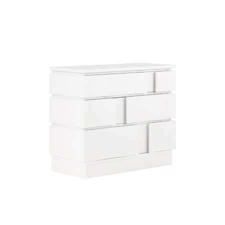 White Plaster 3-Drawer Bedroom Accent Chest