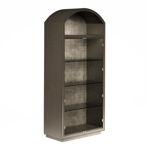 Transitional 5-Shelf Display Cabinet with Glass Doors