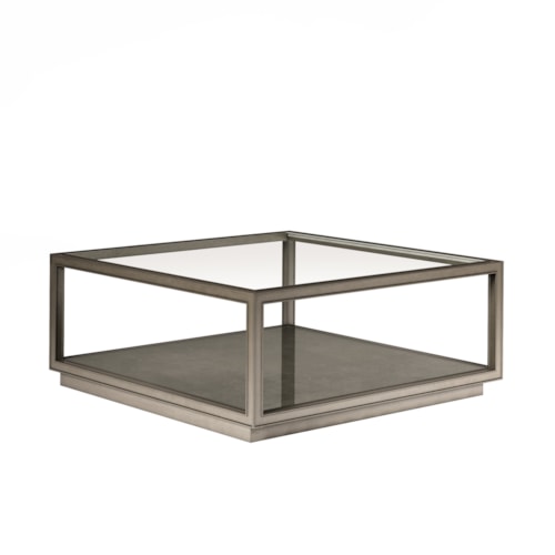 Transitional Cocktail Table with Glass Top