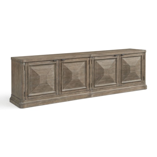 Traditional 4-Door Entertainment Console with Adjustable Shelves
